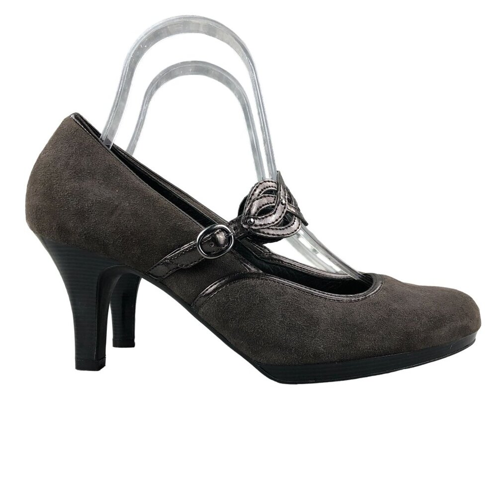 Clarks Women's Size 7.5M Artisan Brown Leather Suede Mary Jane High Heel Pumps